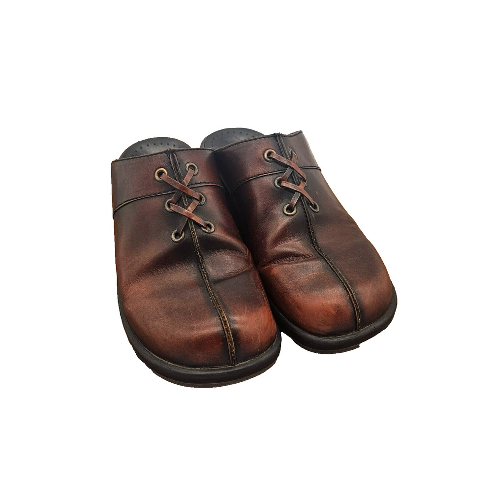 Sanita Womens 40A Danish US 9.5 Clog Pro Work Nurse Cross Laced Brown Leather